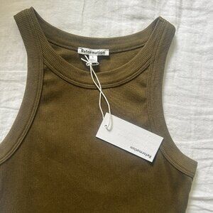 Reformation Tasha Cropped Tank in Dark Olive, Size Small (NWT)